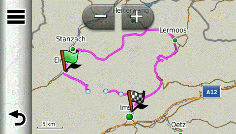 Hahntennjoch: Wendemanöver an den Wegpunkten, anstatt einfach weiter zu navigieren