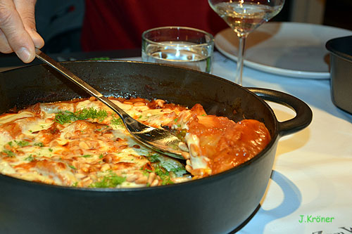 Das Fenchelgericht mit Mozzarella gratiniert.