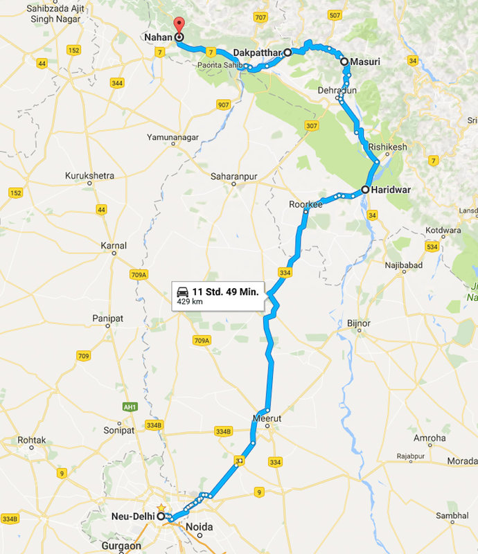 Neu Delhi  Delhi  Indien nach Nahan   Google Maps.jpg
