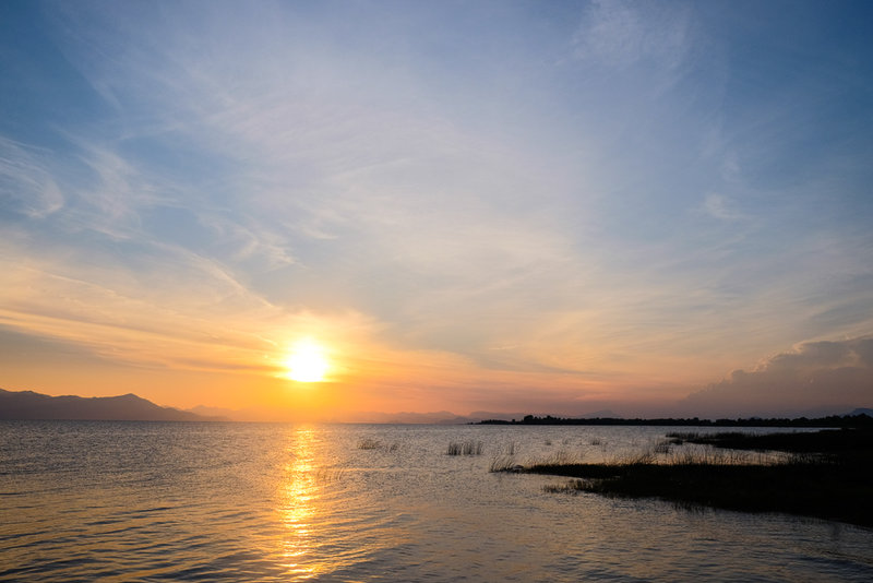 Sonnenuntergang am Shkodrasee