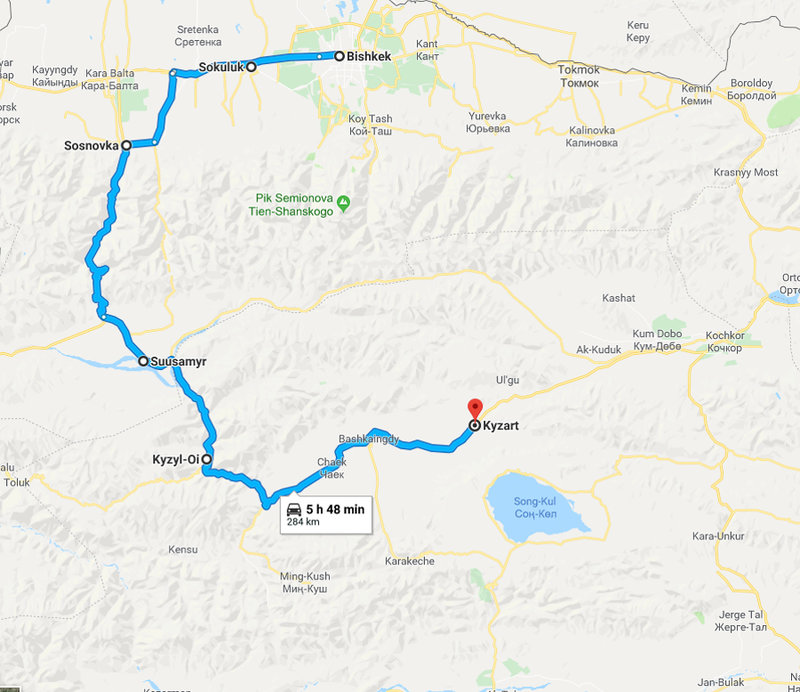 Bishkek  Kyrgyzstan to Kyzart Кызарт   Google Maps.jpg