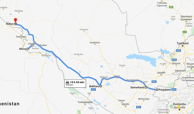 Panjakent  Tajikistan to Nukus   Google Maps-1.JPG